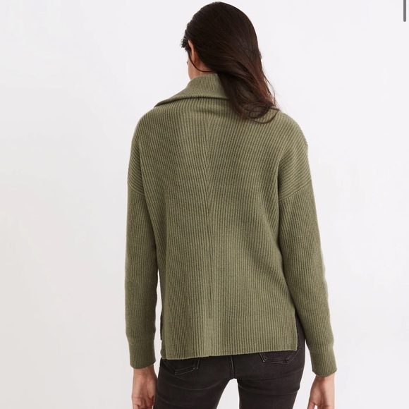 Madewell Olive Green Glenbrook Half-Zip Pullover Sweater Merino Wool Blend - Picture 2 of 9